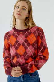 Oui Knit Sweater Diamond Pattern
