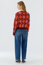 Oui Knit Sweater Diamond Pattern