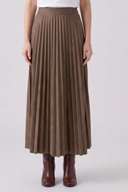 Oui Pleated Skirt Dark Brown