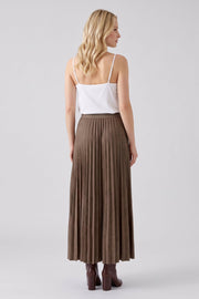 Oui Pleated Skirt Dark Brown
