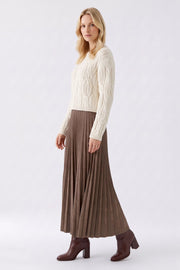 Oui Pleated Skirt Dark Brown
