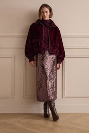 Oui Sequin Skirt Bramble Berry