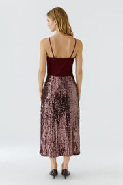 Oui Sequin Skirt Bramble Berry