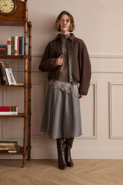Oui Check Midi Skirt