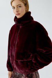Oui Faux Fur Jacket Bramble Berry