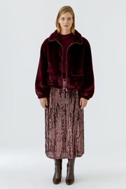 Oui Faux Fur Jacket Bramble Berry
