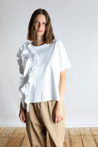 Psophia White T-Shirt With Rosette Detail