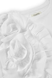 Psophia White T-Shirt With Rosette Detail