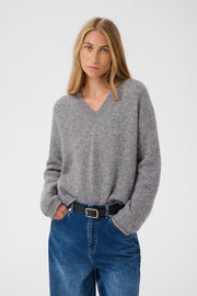 Part Two Chanilla Vneck Sweater Grey Melange
