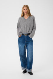 Part Two Chanilla Vneck Sweater Grey Melange