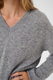 Part Two Chanilla Vneck Sweater Grey Melange