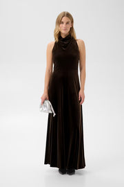 Part Two Dicle Velvet Long Dress Dark Brown