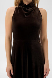 Part Two Dicle Velvet Long Dress Dark Brown