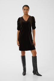 Part Two Didem Short Velvet Dress Dark Brown