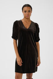 Part Two Didem Short Velvet Dress Dark Brown