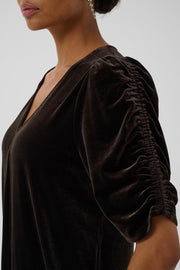 Part Two Didem Short Velvet Dress Dark Brown