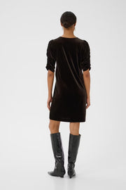 Part Two Didem Short Velvet Dress Dark Brown