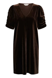 Part Two Didem Short Velvet Dress Dark Brown