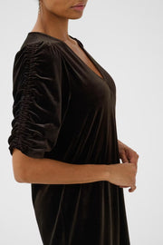 Part Two Didem Short Velvet Dress Dark Brown