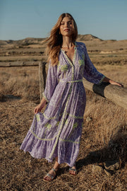 Piti Cuiti Sahara Dress Purple/Lime Print