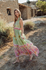 Piti Cuiti Curacao Dress Green/Pink Print