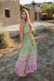 Piti Cuiti Curacao Dress Green/Pink Print