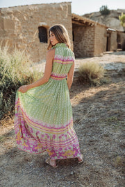 Piti Cuiti Curacao Dress Green/Pink Print
