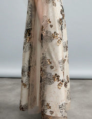 Psophia Dress With Gold Embroidery