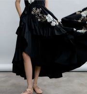 Psophia Dress With Flower Beaded Detail Black