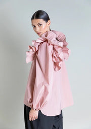 Psophia Taffeta Ruffle Shirt Black