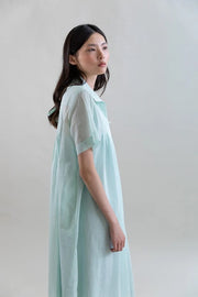Psophia Aquamarine Midi Dress With Floral Appliqué