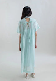 Psophia Aquamarine Midi Dress With Floral Appliqué