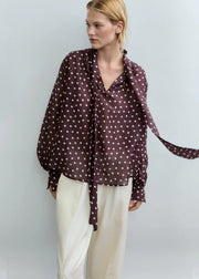Psophia Dot Pattern Blouse Chocolate