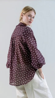 Psophia Dot Pattern Blouse Chocolate