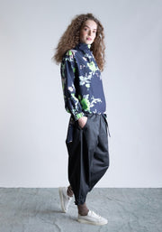 Psophia Indian Flower Printed Blouse With Side Ties