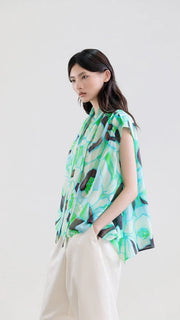Psophia Blouse Abstract Print Mint