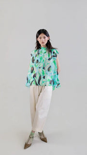 Psophia Blouse Abstract Print Mint