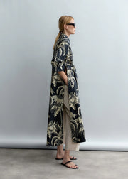 Psophia Palm Print Longline Shirt Tunic Dress With Belt Black MLT