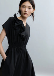 Psophia Black Midi Dress With Sculptural Detail