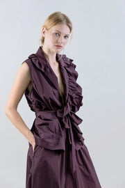 Psophia Taffeta Wrap Top Fig