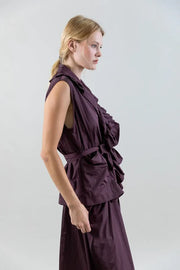 Psophia Taffeta Wrap Top Fig
