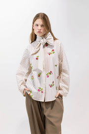 Psophia Striped Blouse Ivory