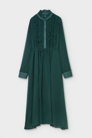 Psophia Georgette Silk Dress Emerald Green