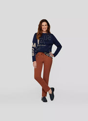 Rabe Knit Pullover With Lettering Navy