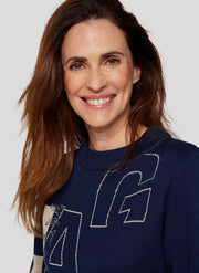 Rabe Knit Pullover With Lettering Navy