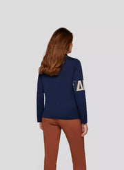 Rabe Knit Pullover With Lettering Navy