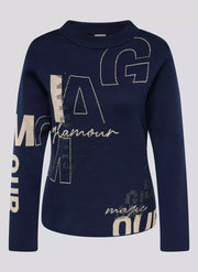 Rabe Knit Pullover With Lettering Navy