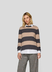 Rabe Knit Striped Jumper Grey/Camel