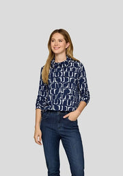 Rabe Knit High Neck Jumper Navy Print