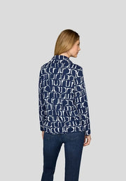 Rabe Knit High Neck Jumper Navy Print